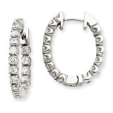 Quality Gold 14k White Gold & Diamond Hinged Hoop Earrings photo