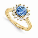 Quality Gold 14K Yellow Gold & Diamond Semi-Mount Gemstone Ring photo