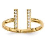 Quality Gold 14k Yellow Gold Diamond Double Bar Ring photo