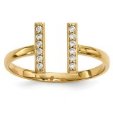 Quality Gold 14k Yellow Gold Diamond Double Bar Ring photo