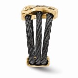 Quality Gold Edward Mirell Black Titanium & Bronze Cable White Sapphire Cable Flexible Ring photo 3