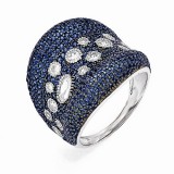 Quality Gold Sterling Silver White & Blue CZ Brilliant Embers Ring photo