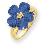 Quality Gold 14k Yellow Gold 6mm Heart Sapphire & Diamond Ring photo