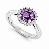 Quality Gold 14K White Gold AAA Diamond Semi-Mount Gemstone Ring photo