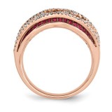 Quality Gold 14k Rose Gold Diamond & Ruby Fancy Undercarriage Ring photo 2