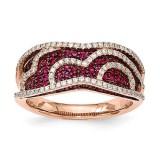 Quality Gold 14k Rose Gold Diamond & Ruby Fancy Undercarriage Ring photo