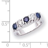 Quality Gold 14k White Gold 3.5mm Sapphire and AA Diamond 5-Stone Ring photo 2