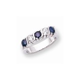 Quality Gold 14k White Gold 3.5mm Sapphire and AA Diamond 5-Stone Ring photo