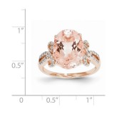 Quality Gold 14k Rose Gold Diamond And Morganite Oval Ring photo 2