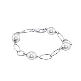Imperial Pearl Sterling Silver Freshwater Pearl Oval Station Bracelet photo