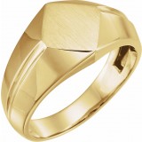 14K Yellow 12x11 mm Rectangle Signet Ring photo