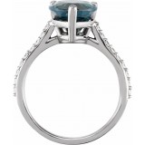 14K White London Blue Topaz & 1/4 CTW Diamond Ring photo 2