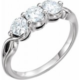 14K White 1 CTW Diamond Three-Stone Ring photo